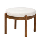 Baxton Studio Iliana Japandi Cream Boucle Fabric and Walnut Brown Finished Rubberwood Ottoman Footstool