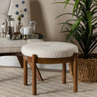 Baxton Studio Iliana Japandi Cream Boucle Fabric and Walnut Brown Finished Rubberwood Ottoman Footstool