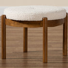 Baxton Studio Iliana Japandi Cream Boucle Fabric and Walnut Brown Finished Rubberwood Ottoman Footstool