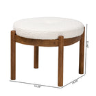 Baxton Studio Iliana Japandi Cream Boucle Fabric and Walnut Brown Finished Rubberwood Ottoman Footstool