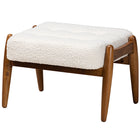 Baxton Studio Jeanine Japandi Cream Boucle Fabric and Walnut Brown Finished Rubberwood Ottoman Footstool