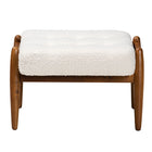 Baxton Studio Jeanine Japandi Cream Boucle Fabric and Walnut Brown Finished Rubberwood Ottoman Footstool