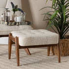 Baxton Studio Jeanine Japandi Cream Boucle Fabric and Walnut Brown Finished Rubberwood Ottoman Footstool