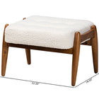 Baxton Studio Jeanine Japandi Cream Boucle Fabric and Walnut Brown Finished Rubberwood Ottoman Footstool