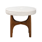 Baxton Studio Theo Japandi Cream Boucle Fabric and Walnut Brown Finished Rubberwood Ottoman Footstool