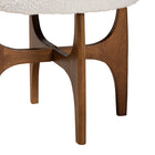 Baxton Studio Theo Japandi Cream Boucle Fabric and Walnut Brown Finished Rubberwood Ottoman Footstool