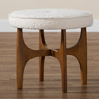 Baxton Studio Theo Japandi Cream Boucle Fabric and Walnut Brown Finished Rubberwood Ottoman Footstool