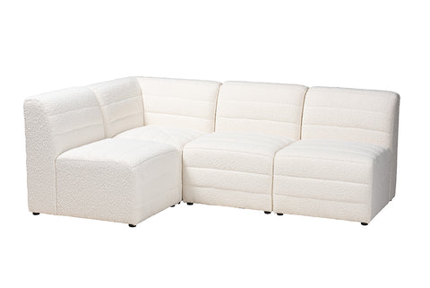 Baxton Studio Maya Modern White Boucle Fabric 4-Piece Modular Sectional Sofa