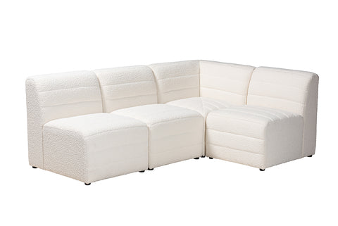 Baxton Studio Maya Modern White Boucle Fabric 4-Piece Modular Sectional Sofa