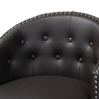 Baxton Studio Theron Mid-Century Transitional Dark Brown Faux Leather and Espresso Brown Finished Wood 2-Piece Swivel Counter Stool Set