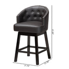 Baxton Studio Theron Mid-Century Transitional Dark Brown Faux Leather and Espresso Brown Finished Wood 2-Piece Swivel Counter Stool Set