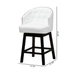 Baxton Studio Theron Mid-Century Transitional White Faux Leather and Espresso Brown Finished Wood 2-Piece Swivel Counter Stool Set