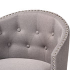 Baxton Studio Theron Mid-Century Transitional Grey Fabric and Espresso Brown Finished Wood 2-Piece Swivel Counter Stool Set