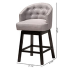 Baxton Studio Theron Mid-Century Transitional Grey Fabric and Espresso Brown Finished Wood 2-Piece Swivel Counter Stool Set