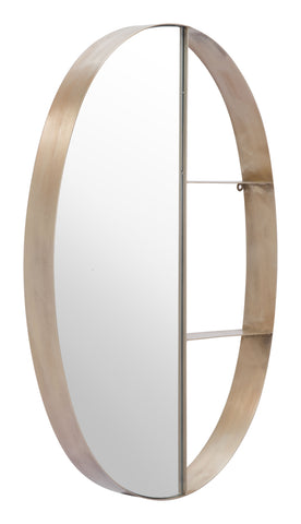 Zuo Latitude Oval Shelf Mirror Antique Bronze