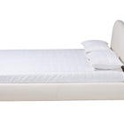 Baxton Studio Maya Mid-Century Modern Cream Boucle Fabric and Oak Brown Finished Wood Queen Size Platform Bed