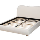 Baxton Studio Maya Mid-Century Modern Cream Boucle Fabric and Oak Brown Finished Wood Queen Size Platform Bed