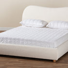 Baxton Studio Maya Mid-Century Modern Cream Boucle Fabric and Oak Brown Finished Wood Queen Size Platform Bed