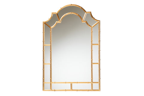 Baxton Studio Bedivere Modern Glam and Luxe Antique Goldleaf Metal Accent Wall Mirror