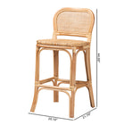bali & pari Adrena Modern Bohemian Natural Brown Rattan Bar Stool