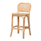 bali & pari Adrena Modern Bohemian Natural Brown Rattan Bar Stool