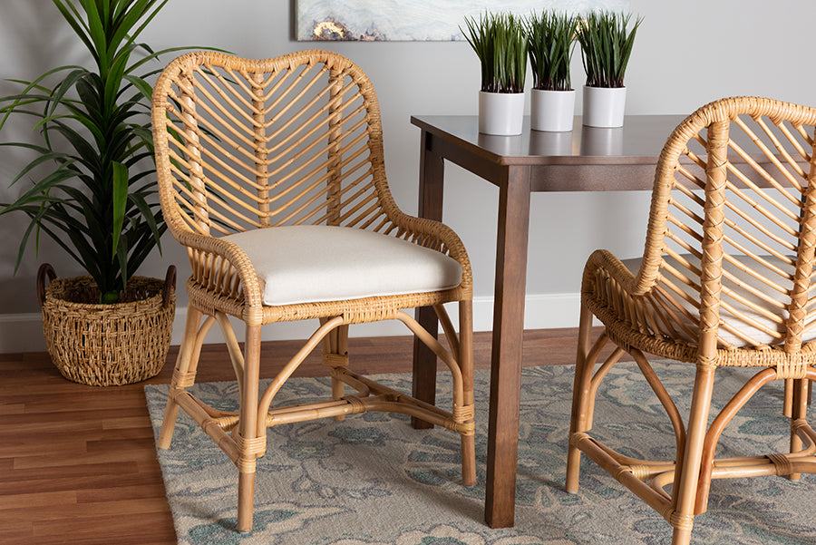 bali & pari Arween Modern Bohemian Natural Brown Rattan Dining Chair