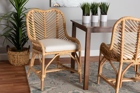 bali & pari Arween Modern Bohemian Natural Brown Rattan Dining Chair