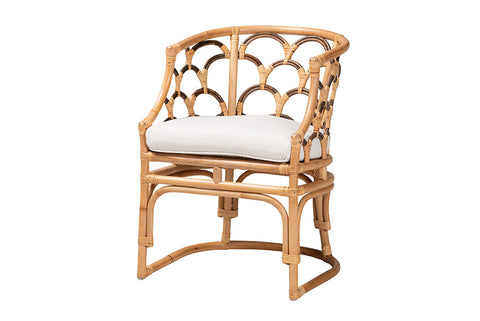 bali & pari Aster Modern Bohemian Natural Brown Rattan Armchair