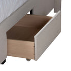 Baxton Studio Braylon Mid-Century Modern Transitional Beige Fabric and Dark Brown Finished Wood Queen Size 3-Drawer Storage Platform Bed