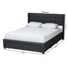 Baxton Studio Braylon Mid-Century Modern Transitional Charcoal Grey Fabric and Dark Brown Finished Wood Queen Size 3-Drawer Storage Platform Bed