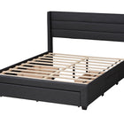 Baxton Studio Braylon Mid-Century Modern Transitional Charcoal Grey Fabric and Dark Brown Finished Wood Queen Size 3-Drawer Storage Platform Bed