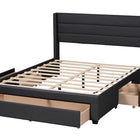 Baxton Studio Braylon Mid-Century Modern Transitional Charcoal Grey Fabric and Dark Brown Finished Wood Queen Size 3-Drawer Storage Platform Bed