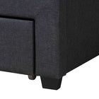 Baxton Studio Braylon Mid-Century Modern Transitional Charcoal Grey Fabric and Dark Brown Finished Wood Queen Size 3-Drawer Storage Platform Bed