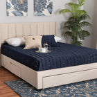 Baxton Studio Coronado Mid-Century Modern Transitional Beige Fabric Full Size 3-Drawer Storage Platform Bed
