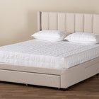 Baxton Studio Coronado Mid-Century Modern Transitional Beige Fabric Queen Size 3-Drawer Storage Platform Bed