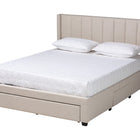 Baxton Studio Coronado Mid-Century Modern Transitional Beige Fabric Full Size 3-Drawer Storage Platform Bed