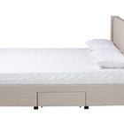 Baxton Studio Coronado Mid-Century Modern Transitional Beige Fabric Queen Size 3-Drawer Storage Platform Bed