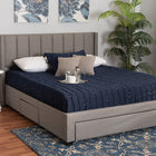 Baxton Studio Coronado Mid-Century Modern Transitional Grey Fabric Full Size 3-Drawer Storage Platform Bed