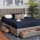 Baxton Studio Coronado Mid-Century Modern Transitional Grey Fabric Full Size 3-Drawer Storage Platform Bed