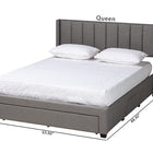 Baxton Studio Coronado Mid-Century Modern Transitional Grey Fabric Full Size 3-Drawer Storage Platform Bed