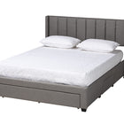 Baxton Studio Coronado Mid-Century Modern Transitional Grey Fabric Full Size 3-Drawer Storage Platform Bed