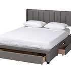 Baxton Studio Coronado Mid-Century Modern Transitional Grey Fabric Full Size 3-Drawer Storage Platform Bed