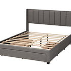 Baxton Studio Coronado Mid-Century Modern Transitional Grey Fabric Full Size 3-Drawer Storage Platform Bed