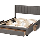 Baxton Studio Coronado Mid-Century Modern Transitional Grey Fabric Full Size 3-Drawer Storage Platform Bed
