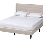 Baxton Studio Casol Mid-Century Modern Transitional Beige Fabric Upholstered Queen Size Platform Bed