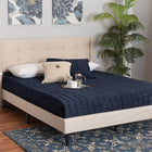 Baxton Studio Casol Mid-Century Modern Transitional Beige Fabric Upholstered Queen Size Platform Bed
