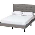 Baxton Studio Casol Mid-Century Modern Transitional Grey Fabric Upholstered Queen Size Platform Bed