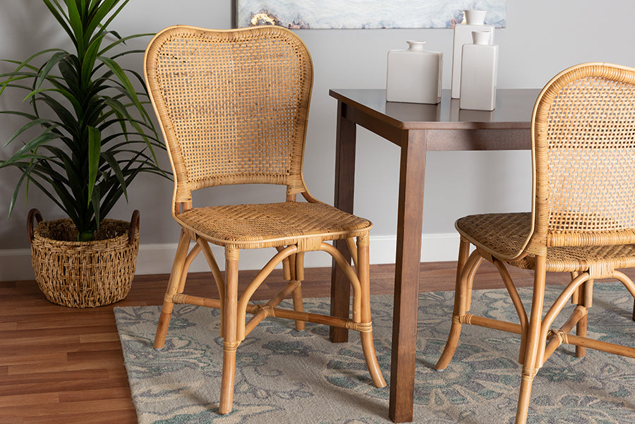 bali & pari Irene Modern Bohemian Natural Rattan Dining Chair