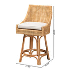 bali & pari Bella Modern Bohemian Natural Brown Rattan Counter Stool