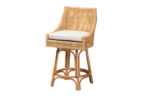 bali & pari Bella Modern Bohemian Natural Brown Rattan Counter Stool